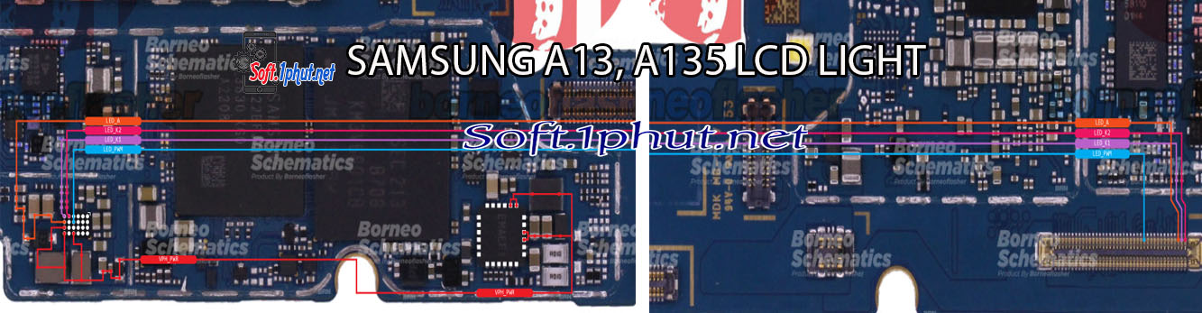 SƠ ĐỒ SỬA CHỮA SAMSUNG A13, A135 LỖI MẤT ĐÈN MÀN HÌNH